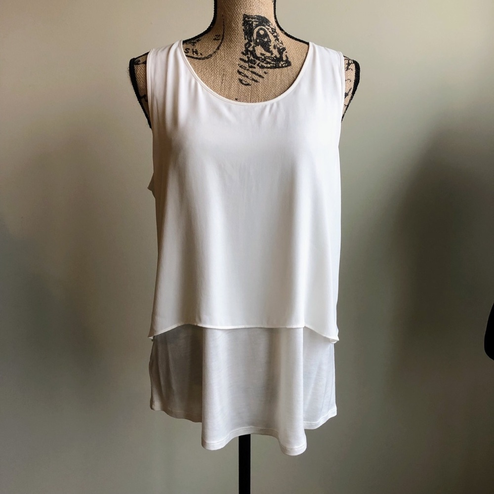 LOFT sleeveless tiered blouse